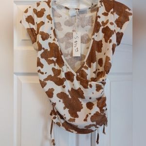 Purple grass cow print Top